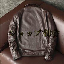 秋冬　レザージャケット 上品　本革　牛革　ライダースジャケット 　ビジネス　革ジャン Ｓ～5ＸＬ ブラウン_画像2