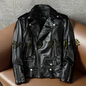 レザージャケット メンズ ハレージャケット　バイクジャケット　ライダース 牛革　本革　革ジャン S～4XL