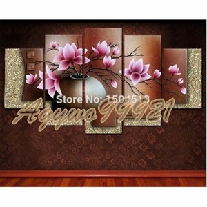 Art hand Auction Pink flowers in pot Painting - Imported from overseas Panel art Wall hanging Interior painting Oil painting, Tapestry, Wall Mounted, Tapestry, others