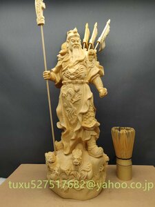 最高級 関羽 木彫り 勝運置物 関羽像 関公聖君 彫刻 一刀彫 天然木檜材