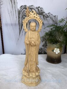 木彫仏像 地蔵菩薩 仏師手工精彫り　総檜材　仏教工芸品　木彫仏教　地蔵菩薩像