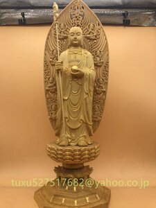 極上品 地蔵菩薩立像 仏教工芸品　総柘植材　木彫仏教　精密彫刻 仏師で仕上げ品　切金 地蔵菩薩