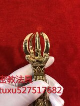 密教法具　寺院仏具　烏枢瑟摩金剛杵　五鈷杵 真鍮制 16cm_画像3