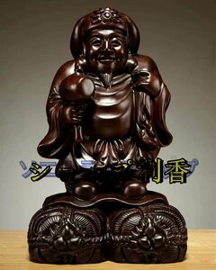 人気美品★大黒天 縁起物 仏師で仕上げ品 黒檀木 彫刻工芸品 精密彫刻 置物