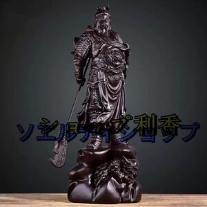 木彫仏像 極上品 仏教工芸 精密細工 関羽像 精密彫刻 極上品 黒檀木 仏師で仕上げ品 武財神 中国武将 三国志