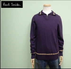 PS PaulSmith Paul Smith half Zip sweater * border pattern purple /L