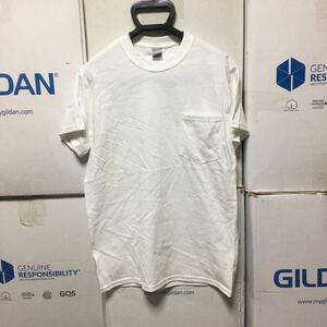 GILDAN ホワイト Sサイズ 白 半袖無地Tシャツ ポケット付き 6.0oz ギルダン