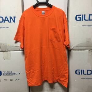 GILDAN オレンジ Lサイズ 半袖無地Tシャツ ポケット付き 6.0oz ギルダン