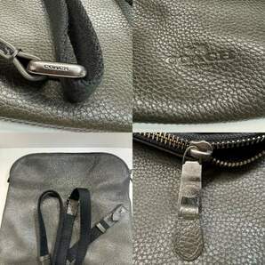 H25168●COACH コーチ 71499 ペブルドレザー ショルダーバッグ メッセンジャー クロスボディ メンズ レディース オリーブ カーキ系 中古品の画像9