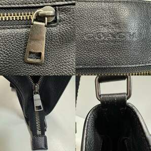 H25166●COACH コーチ 71624 レザー ショルダーバッグ リファインド ペブル クロスボディ 斜め掛け メンズ レディース ブラック系 中古品の画像9