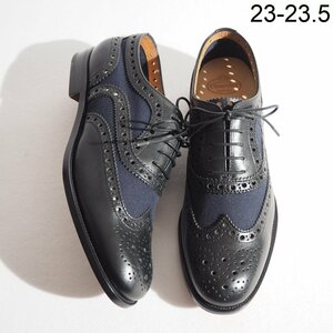 M5436P　■Church's チャーチ■　新品 BURWOOD バーウッド パンチドレザー コンビ シューズ ネイビー ブラック 36/23-23.5 rb