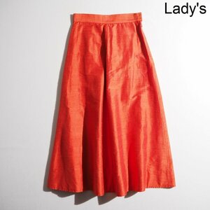 M2567P VRon Herman Ron Herman V new goods silk nep long flair skirt orange S /nep silk skirt spring summer rb