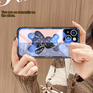 iphone13proケース カーバー TPU 可愛い 熊 ガラス お洒落 軽量 ケース 耐衝撃高品質ブルー493の画像9