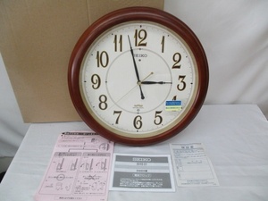 SEIKO CLOCK セイコークロック 電波 掛け時計 ツイン・パ スタンダード 木枠 ブラウン KS273B 美品 240411