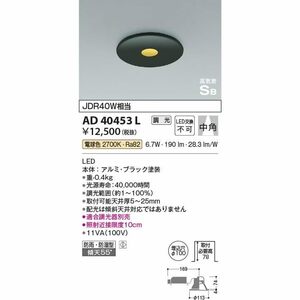 コイズミ照明 LED 防雨 防湿型 断熱施工用 高気密 ダウンライト (JDR40Wクラス) ブラック AD 40453 L 未開封品 240417