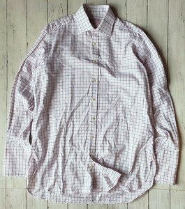 美品 THOMAS PINK Dress Shirts トーマスピンク アイルランド製 ダブルカフス オックスフォード 16ー34 41/86CMS