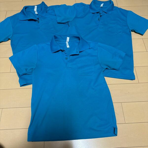 ポロシャツ ターコイズ　水色　SS 3枚　セット　まとめて　半袖ポロシャツ 半袖 シャツ