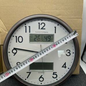 Custom Company 掛け時計 壁掛け時計 時計 クォーツ QUARTZ 箱付き 電波時計 温度計 時計 通電確認済み 丸 見やすい リビング u3401の画像3
