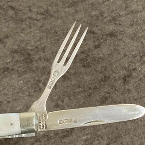 1900年頃、フルーツナイフ、純銀2ブレード、セパレート可能ナイフ、ほぼ未使用品、Rare! Made in England.の画像6