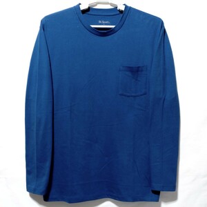 特価/未使用【サイズ=L】ノーブランド/メンズ/ポケット付き/長袖/Tシャツ/胸囲=96～104cm/blue