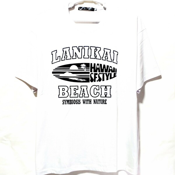 特価/未使用【サイズ=5L(4XL)】サーフプリント/メンズ/半袖/Tシャツ/胸囲=116～124cm/white