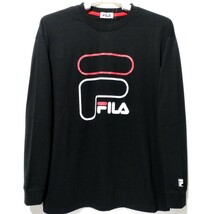 特価/未使用【サイズ=L】FILA/フィラ/Fプリント/メンズ/長袖/Tシャツ/胸囲=96～104cm/black_画像1