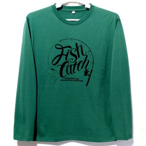 特価/未使用【サイズ=L】英字プリント/メンズ/長袖/Tシャツ/胸囲=96～104cm/green