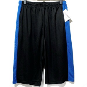 特価/未使用【サイズ=L】ノーブランド/メンズ/ジャージ/ハーフパンツ/胴囲=84～94cm/black×blue