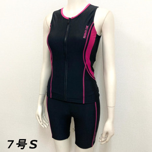  prompt decision new goods lady's fitness swimsuit separate full zipper size 7 number S black × pink 4313 free shipping 