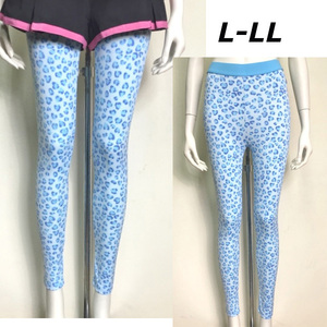  prompt decision new goods lady's leggings 10 minute blue pattern L-LL free shipping 