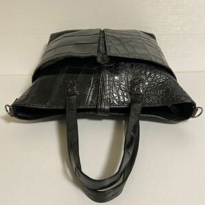 ★マットクロコダイル 大きめ トートバッグ (Black) ★size：W 45／37×H 33×D 13.5㎝ ★未使用・保管品の画像7