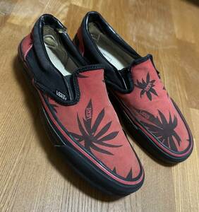 90s vintage USA製 vans slip-on ガンジャ 黒×赤