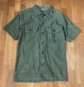 70s Vintage 古着 US ARMY 米軍 アメリカ軍 ユーティリティシャツ スーベニア ベトナム 刺繍