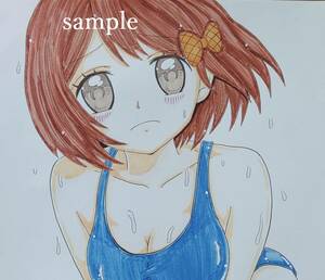 Art hand Auction Illustrations included OK 12 years old. Yui Aoi Swimming Lesson School Swimsuit / Doujin Hand-drawn Illustration Fan Art Fan Art School Swimsuit Spokos, comics, anime goods, hand drawn illustration