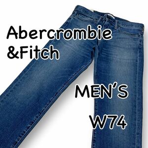 Abercrombie&Fitch アバクロ W28 ウエスト74cm Sサイズ スリムストレート ストレッチ used加工 メンズ ジーンズ デニム M2111