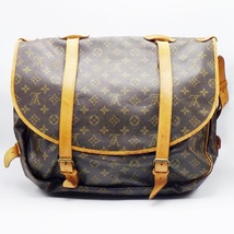 C24-696【ジャンク】LOUIS VUITTON ルイ・ヴィトン M42252 モノグラム ソミュール43 ショルダーバッグ マロンブラウン レザー 斜め掛けOK_画像2