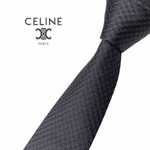 CELINE necktie a little thin Macadam pattern reji men taru pattern stripe pattern Celine USED used m997