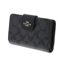 COACH コーチ 財布 二つ折り財布 C0082 Black/Gray RS ミディアム コーナー ジップ ウォレット シグネチャー キャンバス_画像2