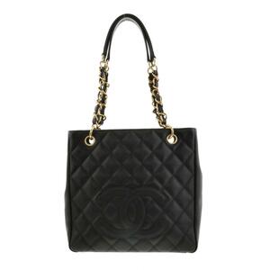 【中古】 CHANEL （シャネル） マトラッセ ココマーク キャビアスキン チェーンショルダー トートバッグ ゴールド金具 黒 ブラック Matel