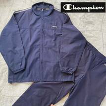 champion チャンピオン 90s ジャージ ウインドブレーカー　上下　ネイビー ジップアップ_画像1