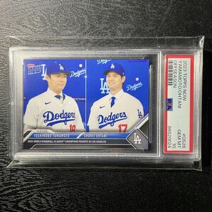 PSA10鑑定済み Topps now 2023 os26大谷翔平 山本由伸 ドジャース 入団会見記念 gem mint shohei ohtani yamamoto dodgers の画像1