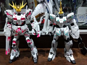 HGUC 1/144 ユニコーンガンダム　バンシィ　バナージ機　塗装済み完成品　ガンダムuc　デストロイ　ユニコーン　2体セット