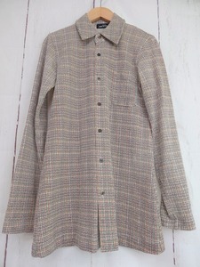 tricot COMME des GARCONS トリコ コムデギャルソン 長袖チェックカットソーシャツ ベージュ 毛100% TT-080380 AD1996