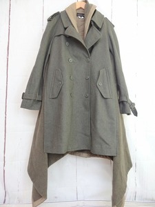 COMME des GARCONS コムデギャルソン ドッキングコート ブラウン 毛90% ナイロン10% S GD-C014 AD2009