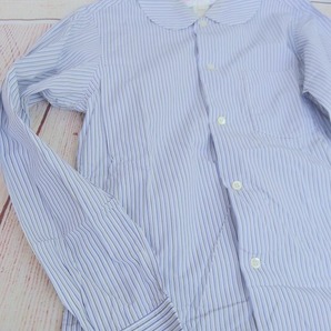 COMME des GARCONS SHIRT コムデギャルソン シャツ 長袖丸衿ストライプシャツ ホワイト、ブルー 綿100% S W20827の画像2