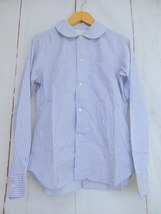 COMME des GARCONS SHIRT コムデギャルソン シャツ 長袖丸衿ストライプシャツ ホワイト、ブルー 綿100% S W20827_画像1