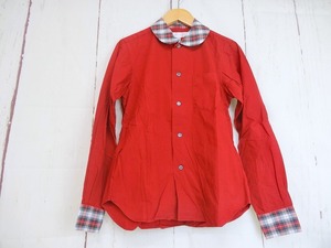 COMME des GARCONS SHIRT コムデギャルソン シャツ えりチェック長袖シャツ レッド 綿100% S W20804