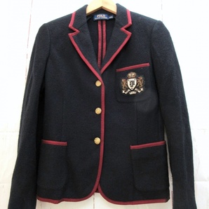 POLO RALPH LAUREN ポロ ラルフローレン 金ボタンジャケット 6 165/92A 211523321001 ブラック 毛100% Made in Chinaの画像1