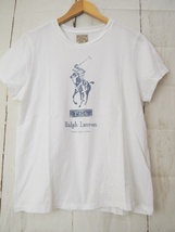 POLO RALPH LAUREN ポロ ラルフローレン 半袖Tシャツ L 170/96A ホワイト NEW YORK 211838131002 綿100% Made in Peru_画像1