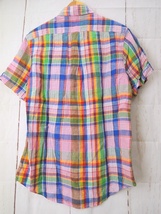 RALPH LAUREN ラルフローレン 半袖チェックシャツ M 100%LINEN Made in Philippines_画像2